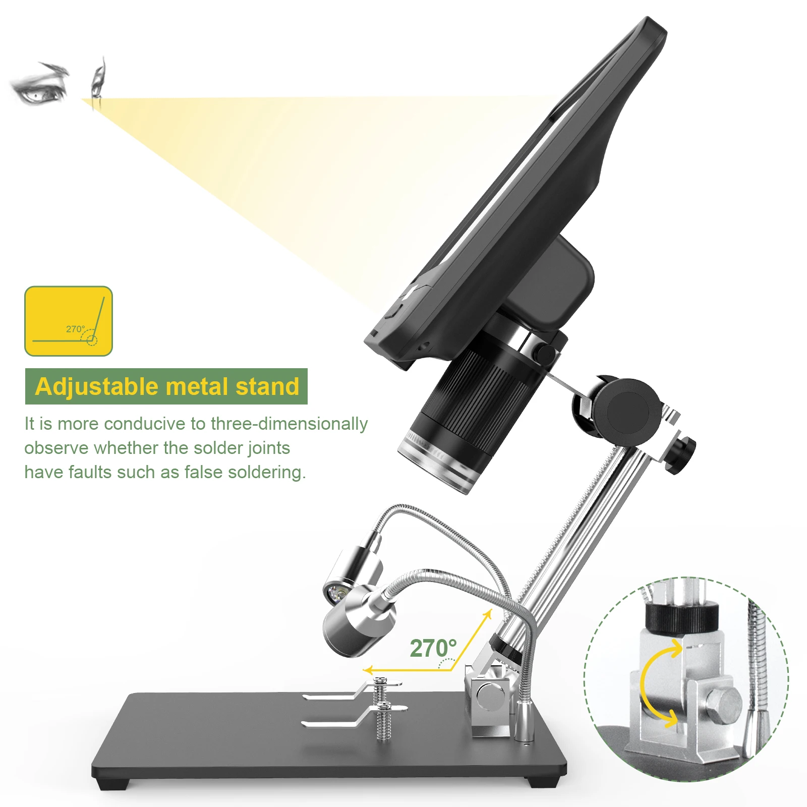 Andonstar AD208S 5X-1200X Digital Microscope LCD Display Screen 1280 * 800 Adjustable 1080P Soldering Tool with Two Fill Lights