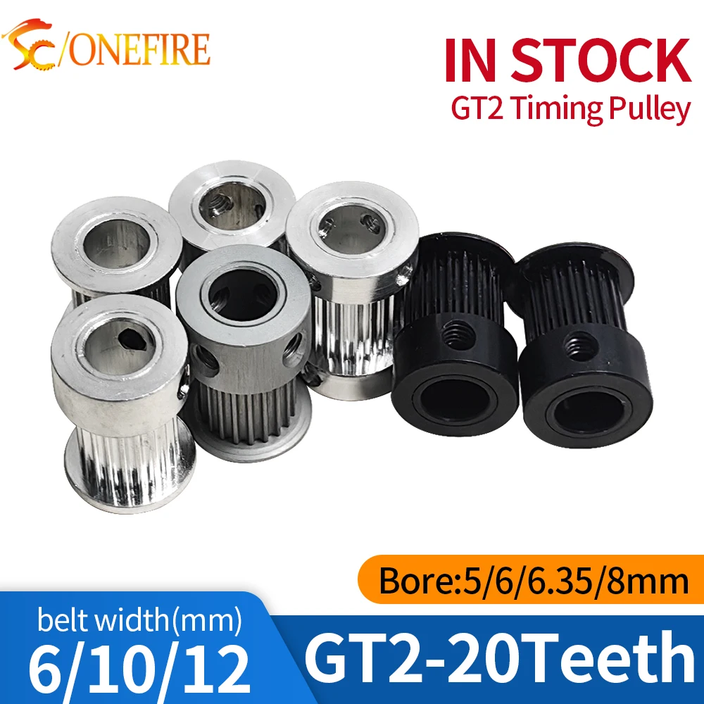 

GT 20 Teeth 2GT Timing Pulley Bore 5/6/6.35/8mm for 2M/GT2 Synchronous belt width 6/10/12mm small backlash 20Teeth 20T