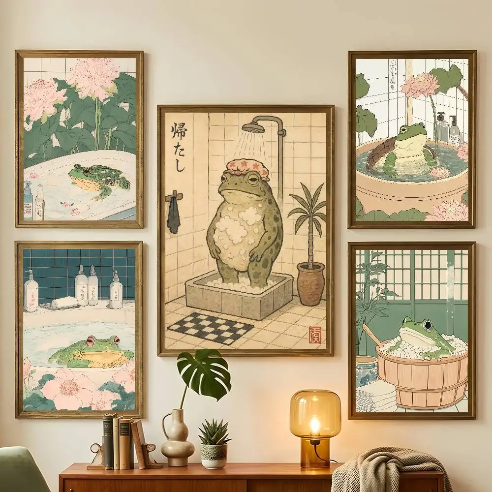 Frosch in der Badewanne, japanisches Kunstposter, Wohnzimmer, Schlafzimmer, Bar, Cafés, Wanddekoration, Geschenke