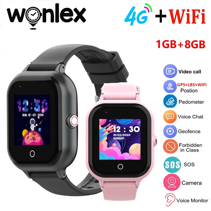 

Wonlex 4G SOS Smart Watch Kids Video Call Camera Phone Child SmartWatches 1GB+8GB GPS WIFI Location Tracker KT24