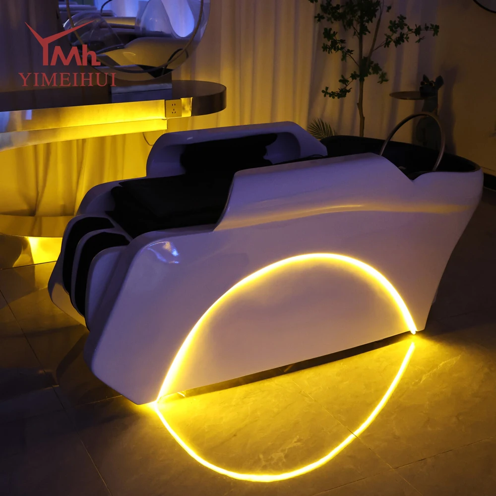 

Electric Lay Down Hair Salon Washing Bed Luxury Headspa Shampoo Bed With Led Lighting