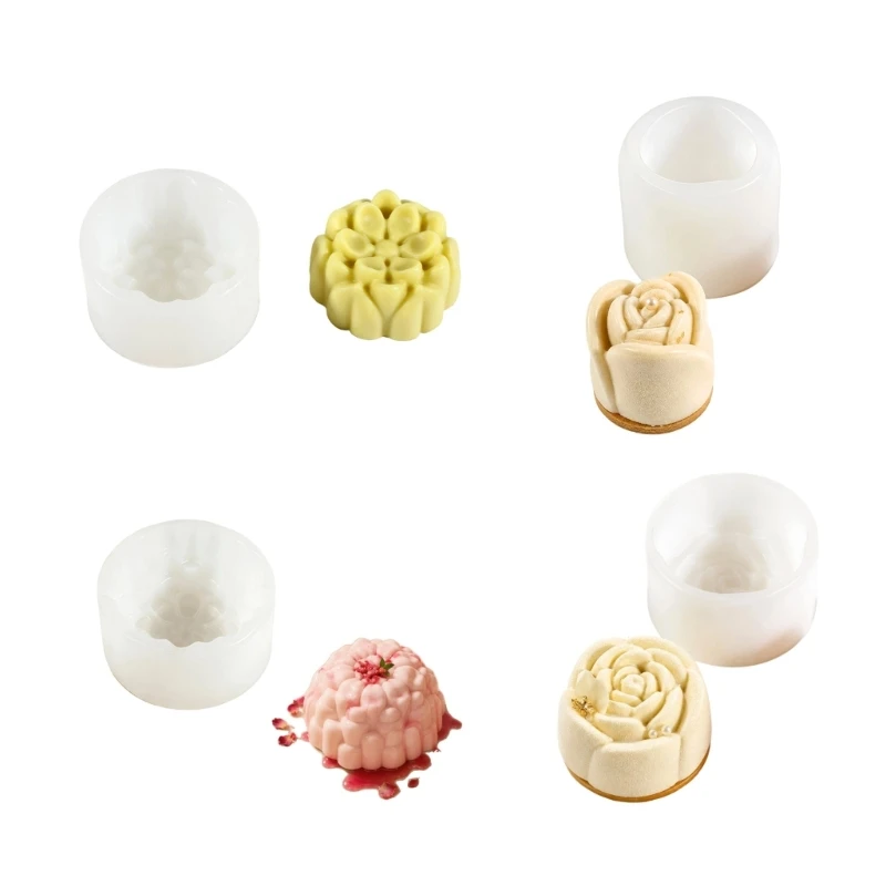 F92C 3D Flower Silicone Mousse Molds for Home Baking and Dessert Decorating Tasks