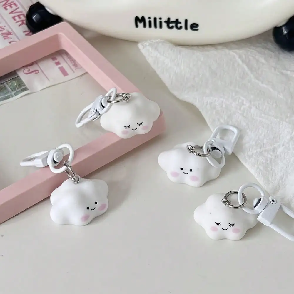 

[4pcs Cute Cloud Keychains] 4pcs Soft Cute Cloud Keychains | Cartoon-Themed Bag Charms For Couples And Best Friends, Resin & Alloy