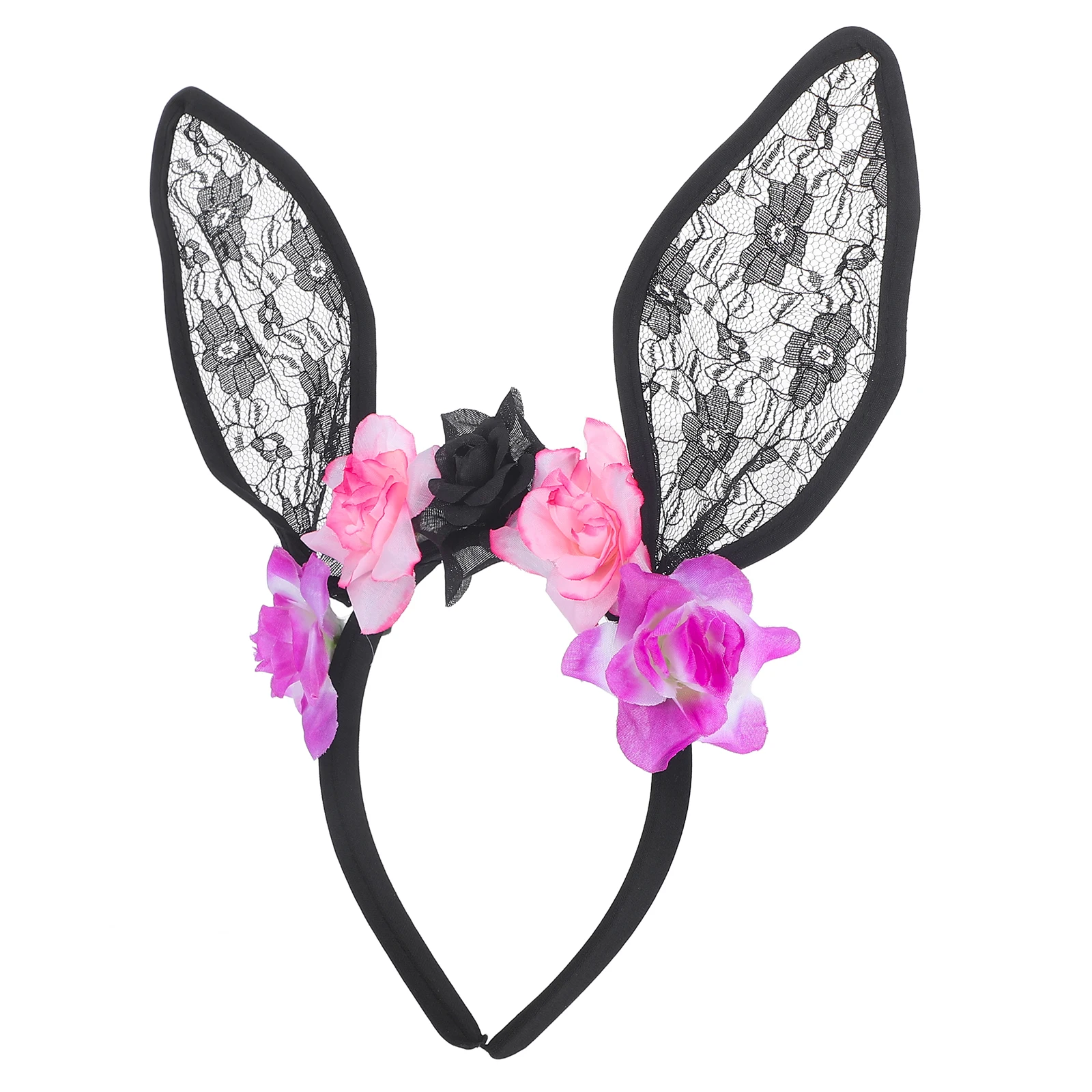 

Rabbit Ears Headband Black Lace Halloween Costume Props Party Hair Hoop Easy Store Not Fade Deform Long Lasting Hair