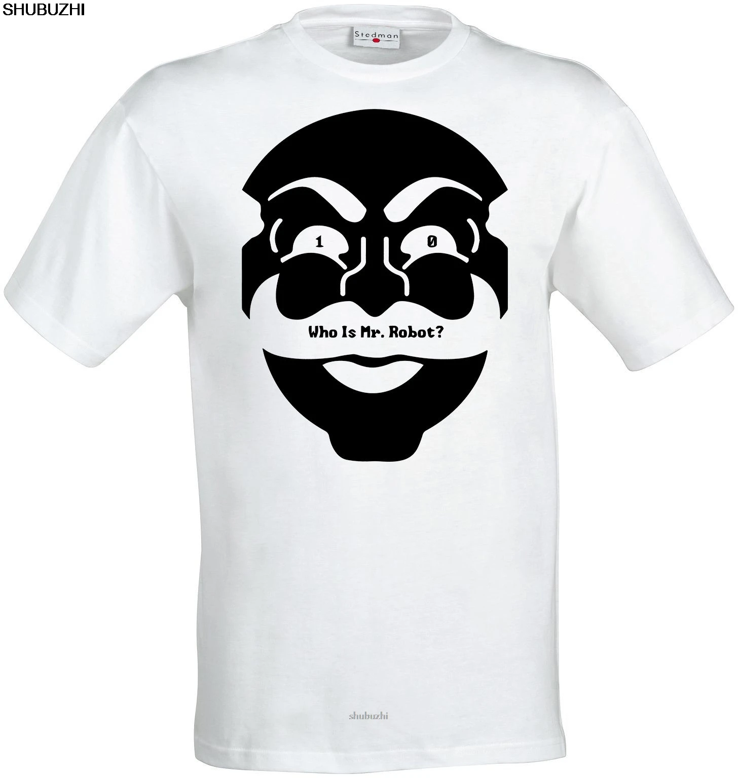 10 Who is Mr Robot mask art cyber hacker Elliot tv series men top white T shirt  Cool Casual pride t shirt men Unisex sbz8319