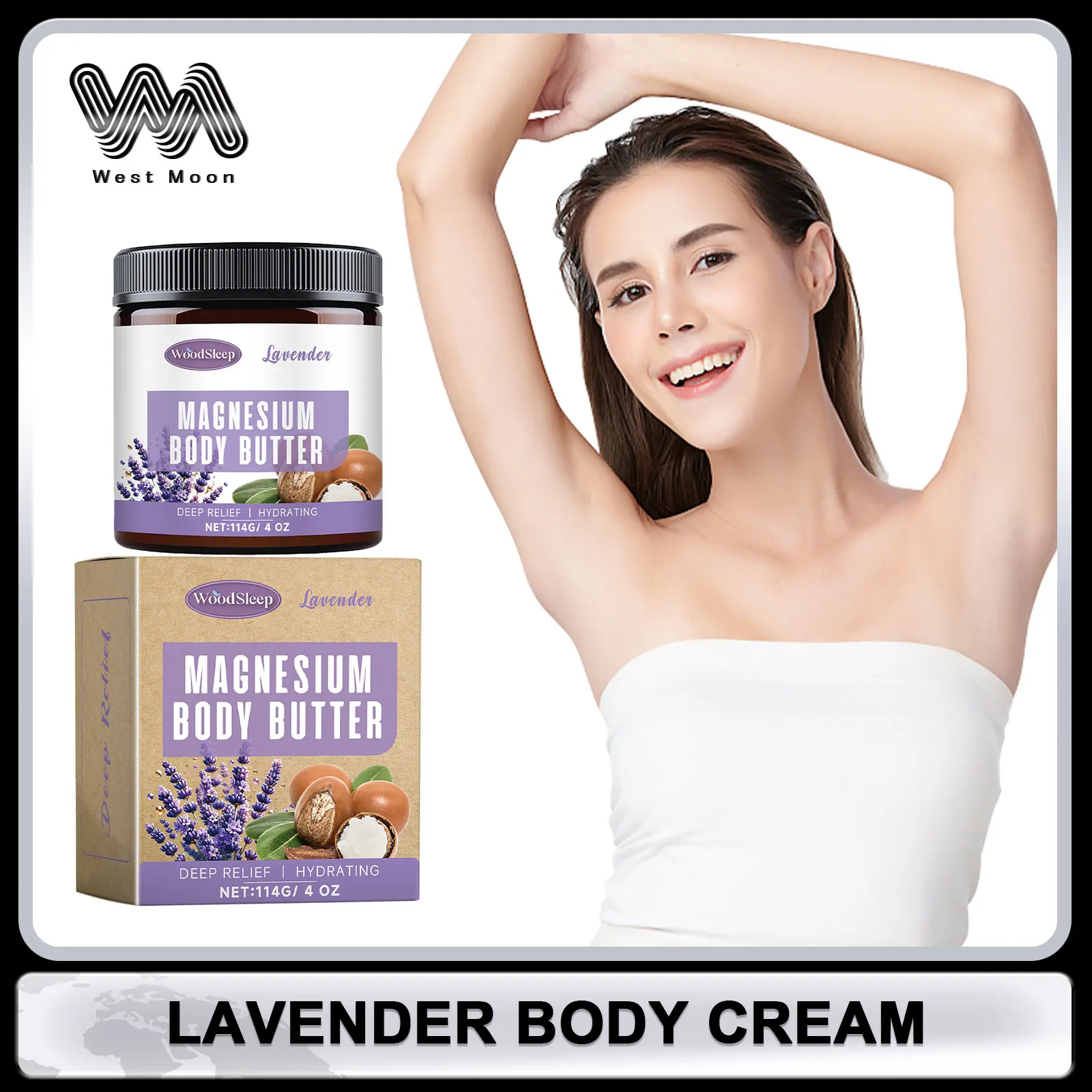 

Lavender Body Cream Light Texture Relieve Stress Improve Sleep Long Lasting Fragrance Body Lotion Nourish Moisturizing Skin Care