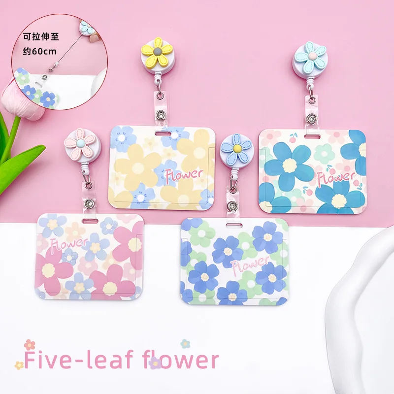 1 Pcs Beautiful Colorful Flower Card Cover Company White-collar Doctor And Nurse Work ID Card ABS Plastic Badge Holder