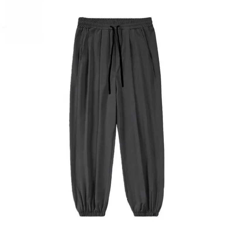 

Elastic Trendy Summer Sports Ice Silk Loose Men's Thin Casual Pants Loose Fit Youthful Sle Polyester Fiber Casual Trousers