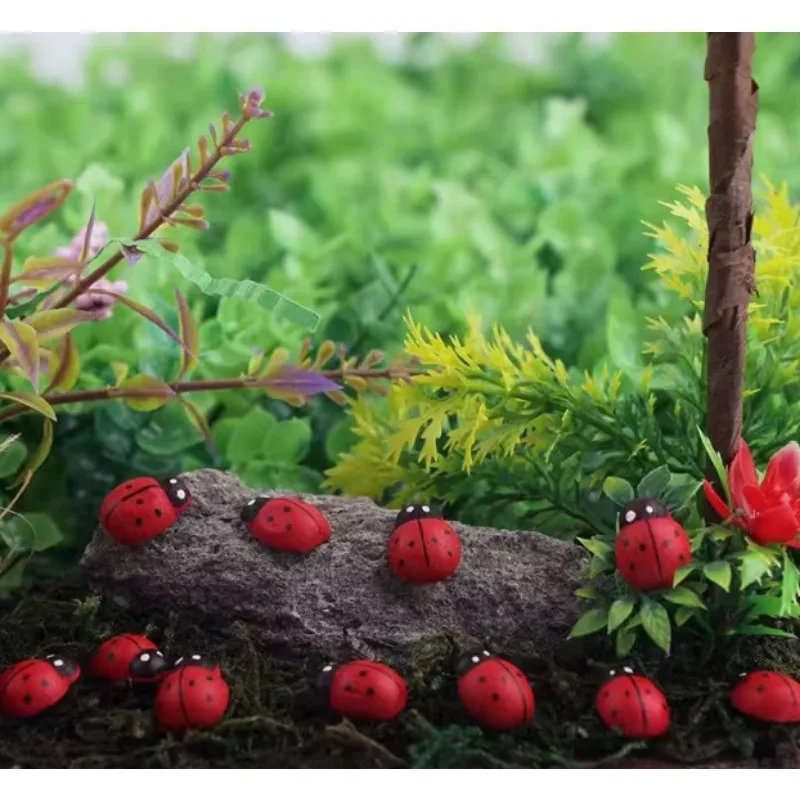 Mini Moss Landscape Wooden Colorful Beetle Ladybug DIY Handcrafted Succulent Decor 10pcs  for Micro Landscape Enthusiasts
