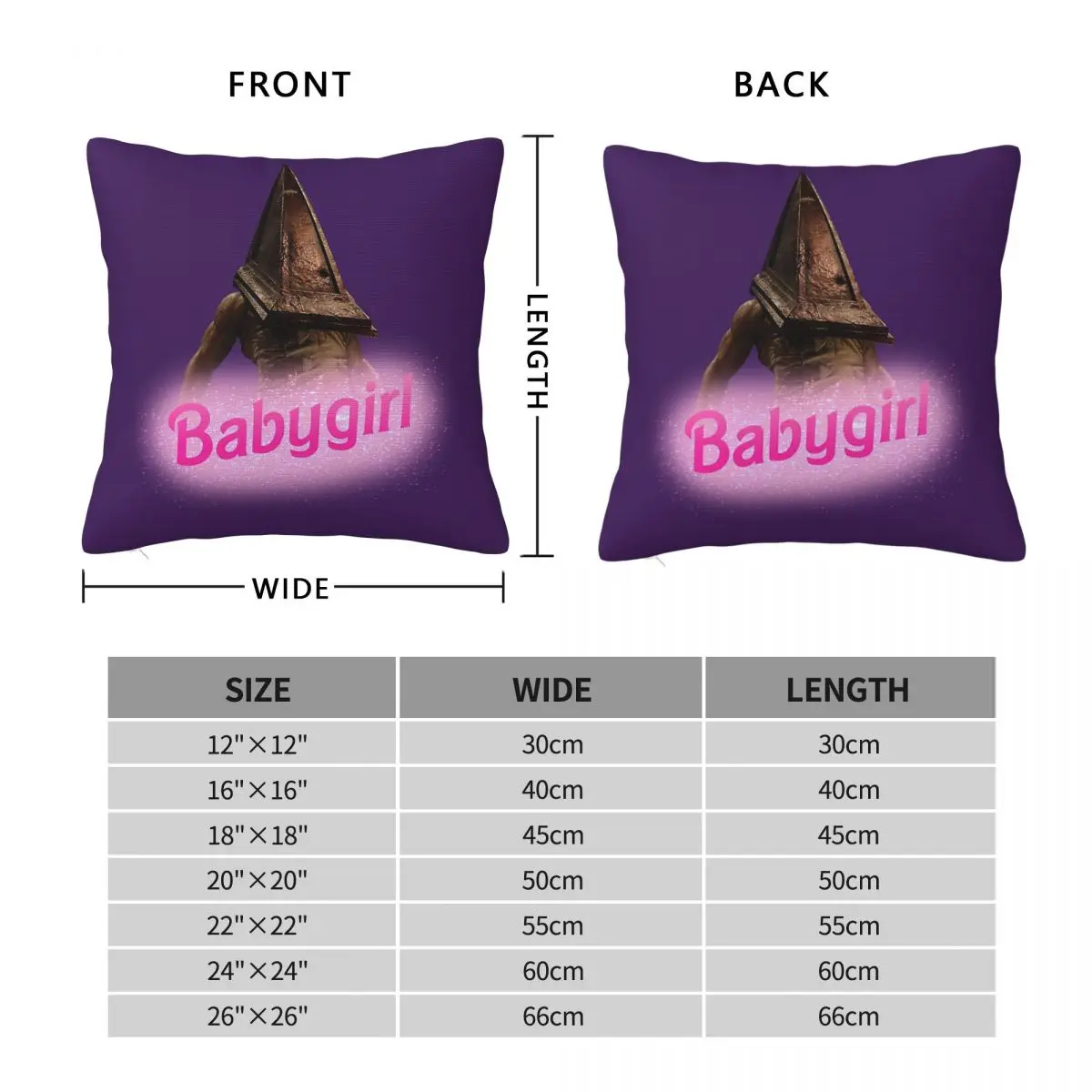 Silent Hill Pyramid Head Babygirl Square Pillowcase Polyester Linen Velvet Pattern Zip Decorative Pillow Case Sofa Cushion Case