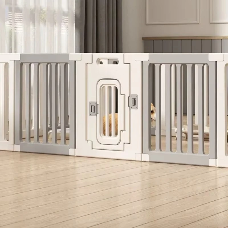 Gray & White Foldable Pet Guardrail Fence, Combined Indoor Isolation Dog Cage for Small and Medium Dogs