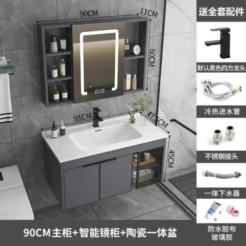 Sink Jewelry Bathroom Cabinet Makeup Washbasin Modern Mirror Shelves Toilet Dresser Vanity Space Saving Organizer Home Furniture