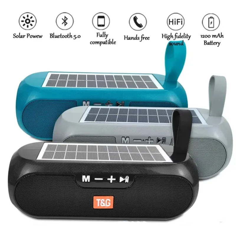 Enceinte portable solaire TG182, enceinte extérieure 10W, colonne sans fil USB, étanche, prend en charge la carte TF, radio FM, entrée auxiliaire