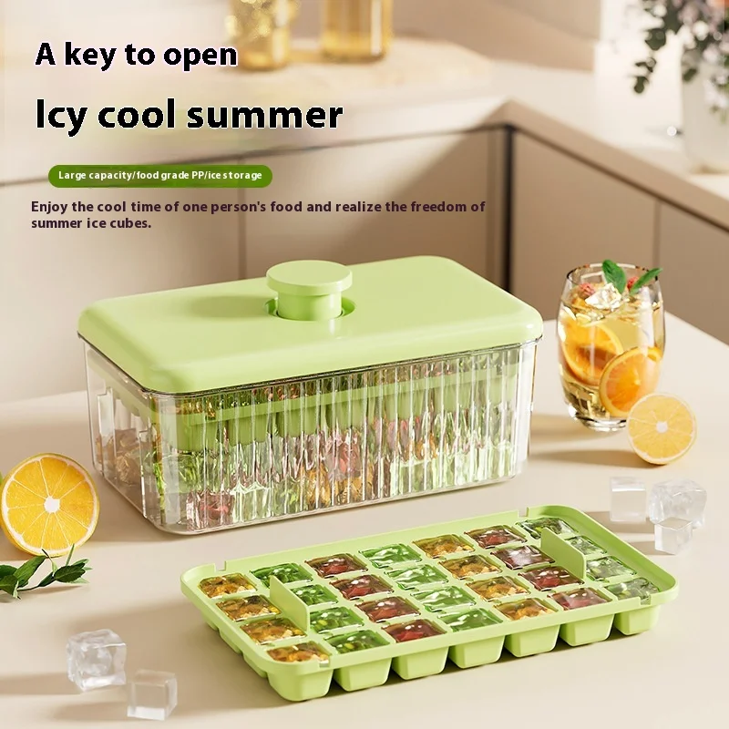 Bandeja para cubitos de hielo a presión para liberar, gran capacidad de calidad alimentaria para el hogar, caja de almacenamiento para congelador para bloques de hielo perfectos, dispositivo para cubitos de hielo