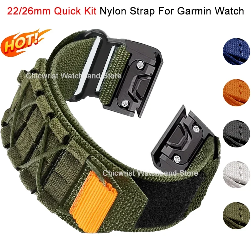 22mm 26mm Nylon Loop Strap for Garmin Fenix 7X 6X Pro 5X 5X Plus 7 6/6Pro SmartBand Bracelet for Garmin Watch Band Accessories