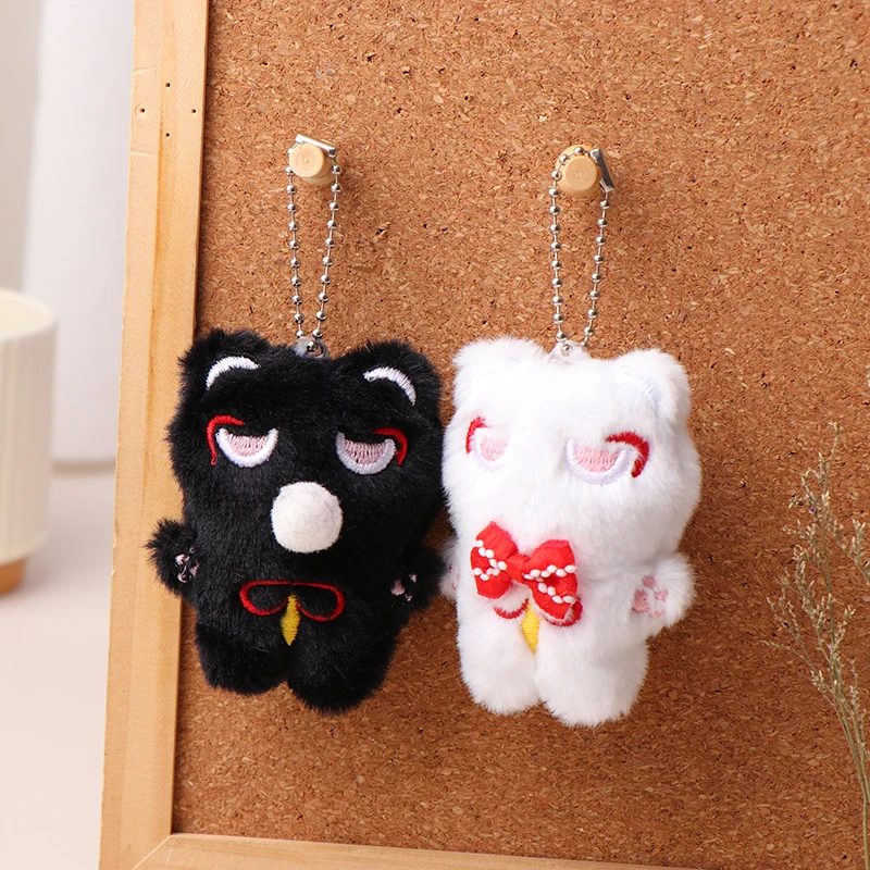 Cute Squeak Kitten Plush Toy Keyring Cartoon Stuffed Cat Keychain Lovely Bag Pendant Backpack Charms Key Holder Couple Gifts