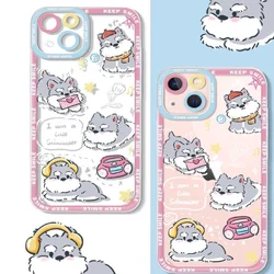Samoyed Dog Phone Case For IPhone 15 Pro Max 11 12 13 14 Mini X XR 7 8 SE Plus SE2 Kawaii Cartoon Animals Dog Transparent Covers