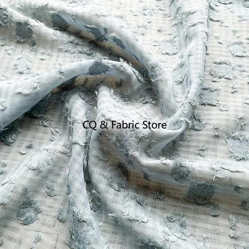 Fringed Swiss Dot Jacquard Cut Flower Fabric Chiffon Plaid Fabric DIY Spring/Summer Fashion Shirt Dress
