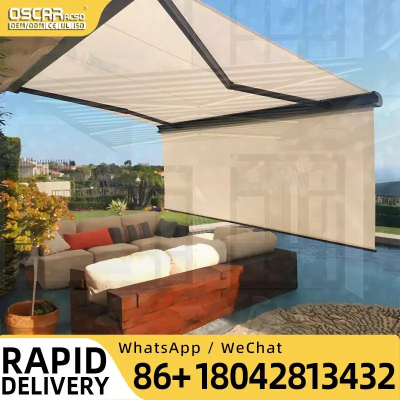 Wholesale Electric Retractable Full Cassette Aluminum Awning for Outdoor Courtyard Garden Sun Shading Decor Retractable Awning