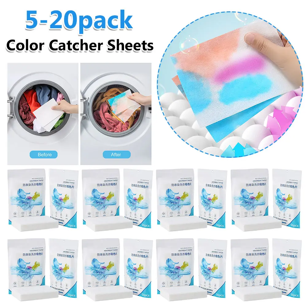 5-20pack Sheets Color Catcher for Laundry Maintains Clothes Original Colors Color Guard Sheets Fragrance Free Anti Cloth Dyed