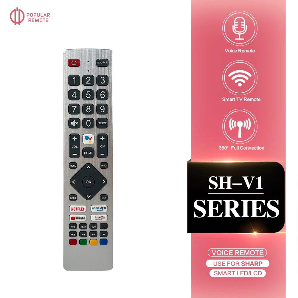 Voice TV Remote Control For Sharp Aquos TVs SHWRMC0134 55BL3EA 50BL3EA 65BL5EA With Netflix Prime Voice Youtube Button