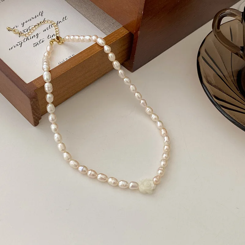 100% Natural Freshwater Pearl Elegant Rose Flower 14K Gold Filled Ladies Chain Necklace Promotion Jewelry For Women Cheap