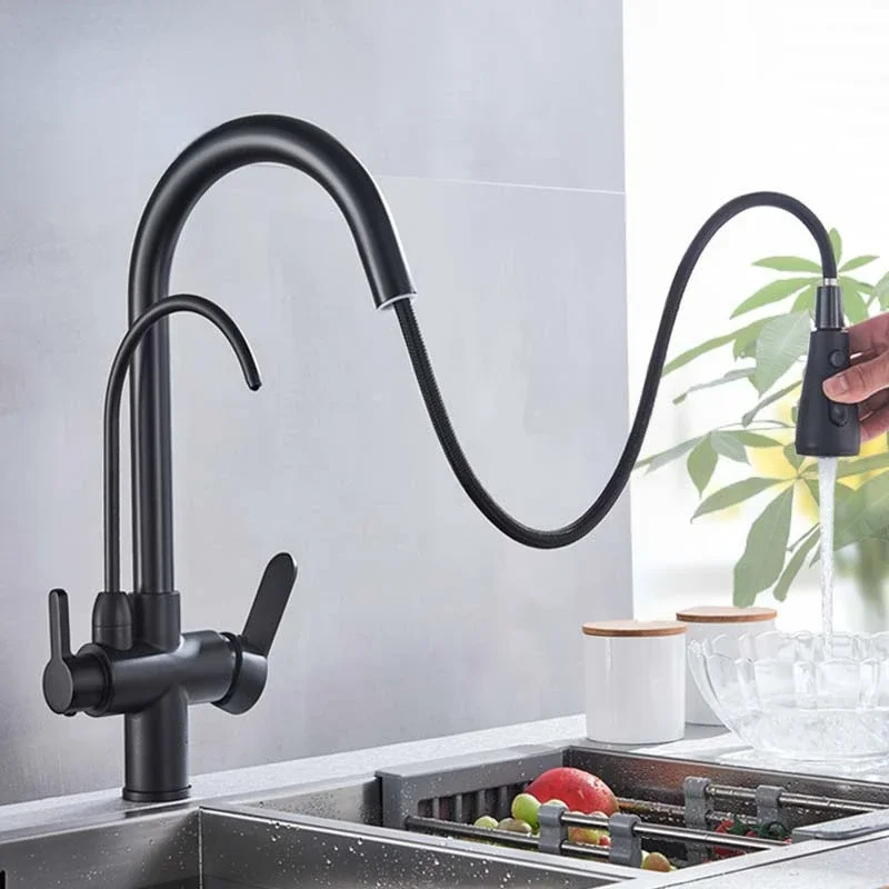 

Rozin Purification Faucets Black Pull Out Kitchen Water Filter Tap 3 Way Mixer torneira para cozinha de parede Crane