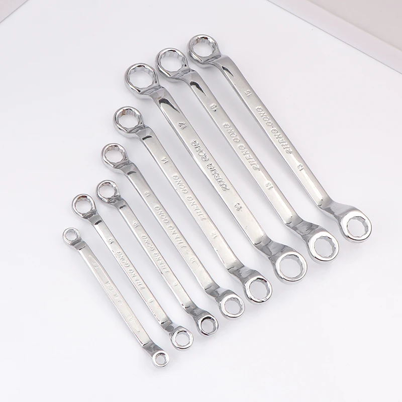 Multifunctional Double-ended Spanner 6-17mm Wrench Heat Treated Hardened Offset Ring Spanner Auto Repair Tool