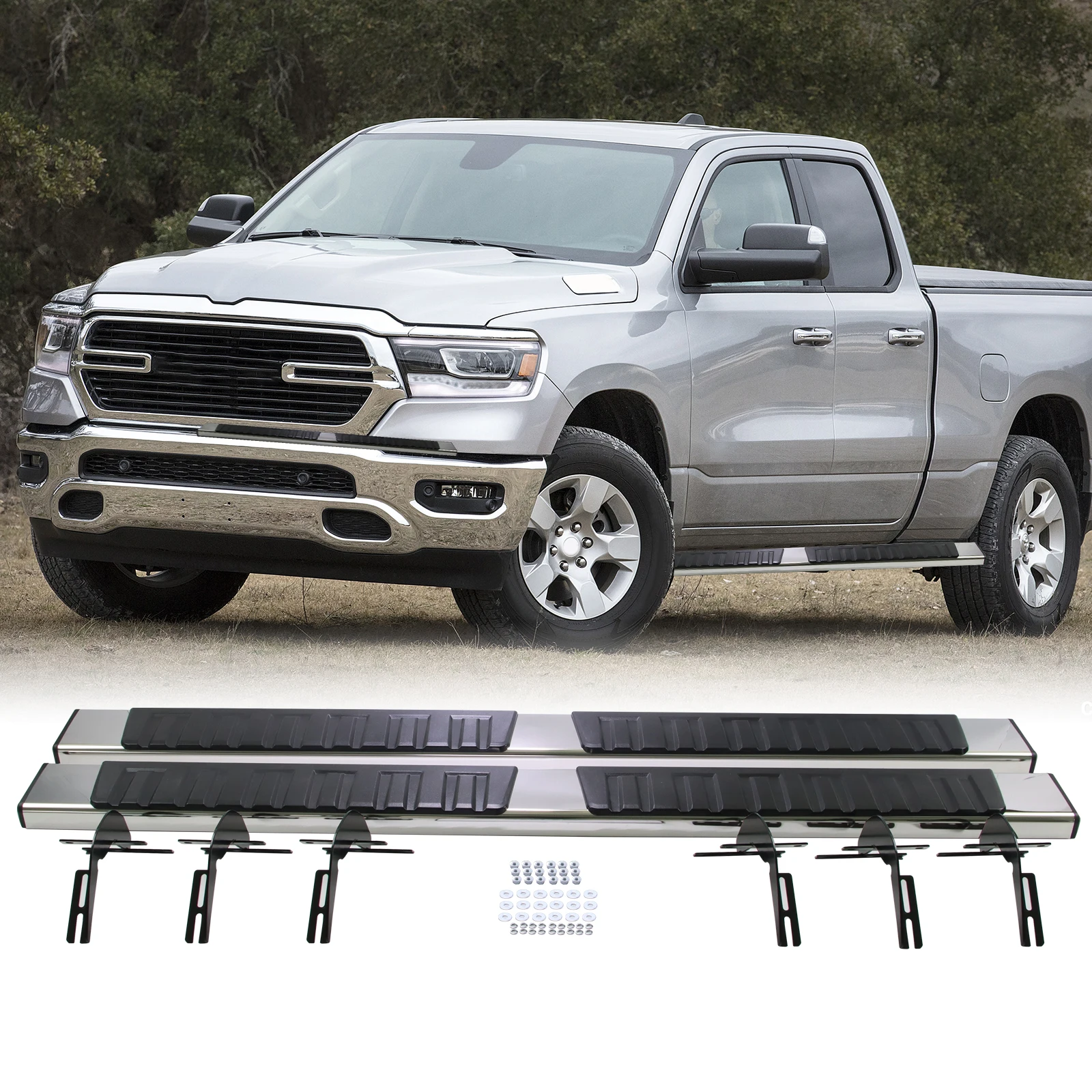 

Running Boards for 2019-2024 Dodge Ram 1500 Quad Cab 6" Nerf Bars Side Steps