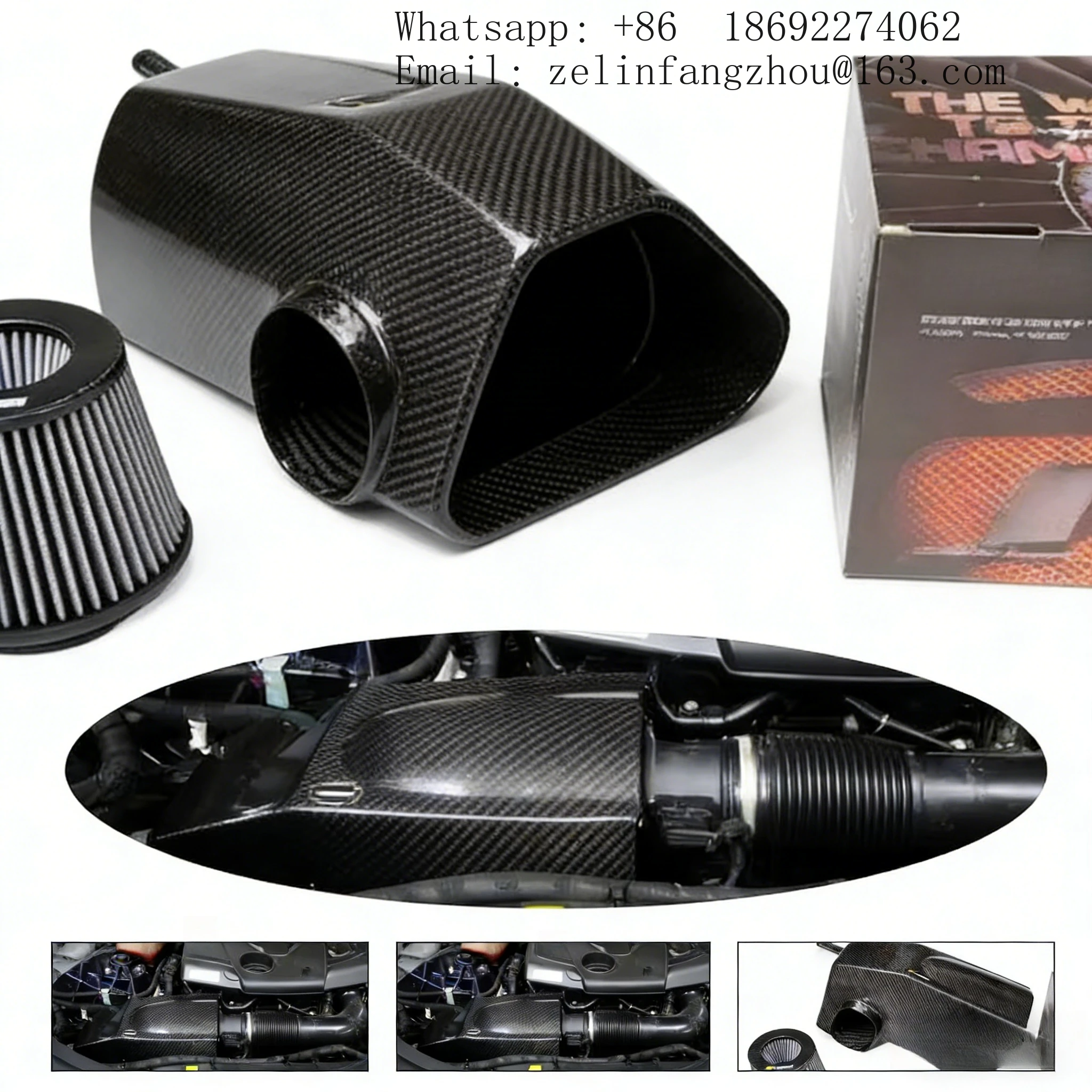 Dry Carbon Fiber Cold Air Intake System For Alfa Romeo Giulia 2.0T 2017 Auto Parts Replace Engine Performance
