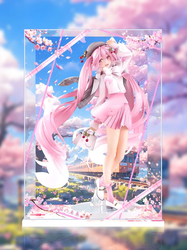 透明アクリルディスプレイケースフィギュア用防塵カバー収納ボックス桜未来ボーカロイドアニメモデルショーケース