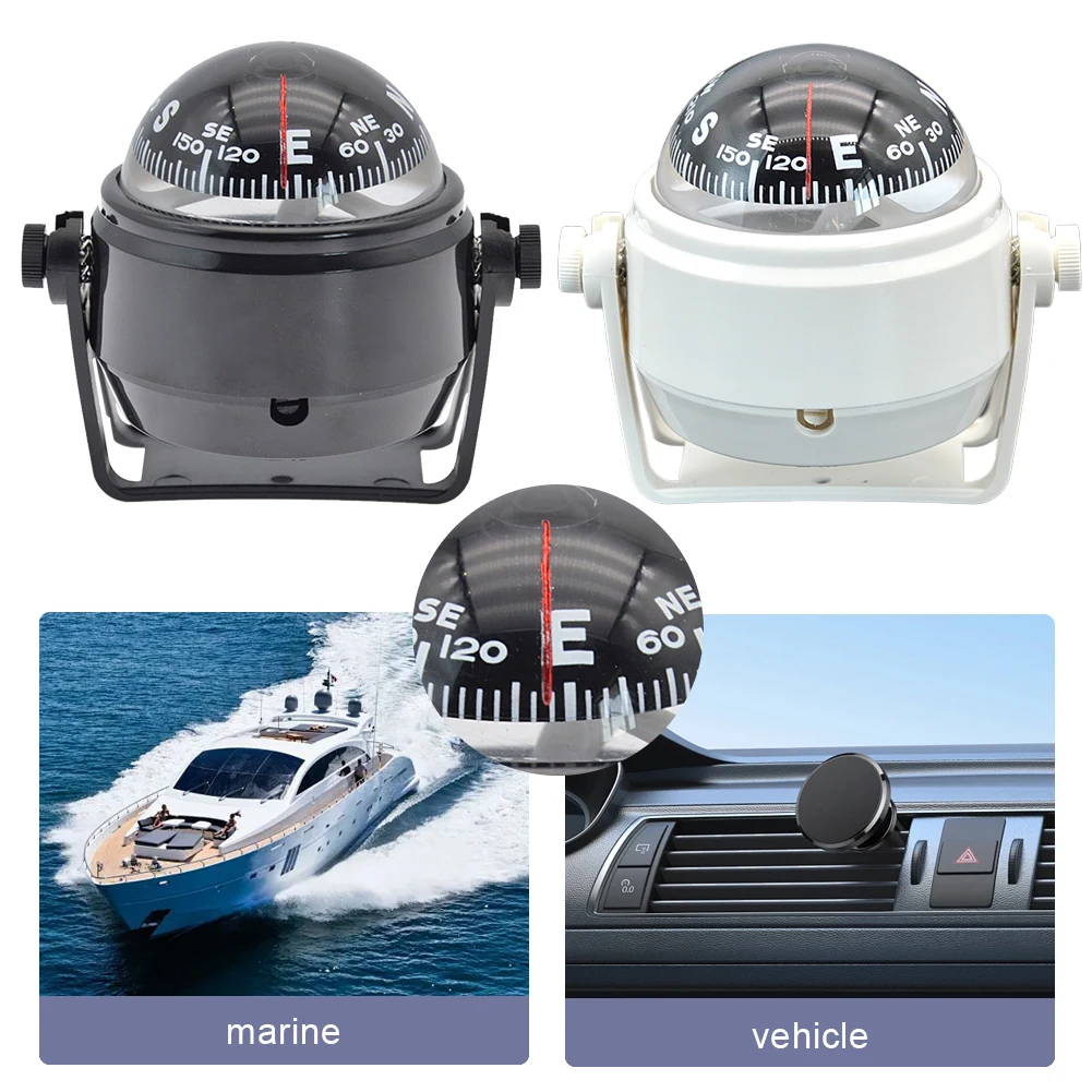 Ball Shaped Vehicle Navigation Car Compass with Dial Sea Pivoting Marine Boat Compass Splashproof Sea Marine Electronic Compass