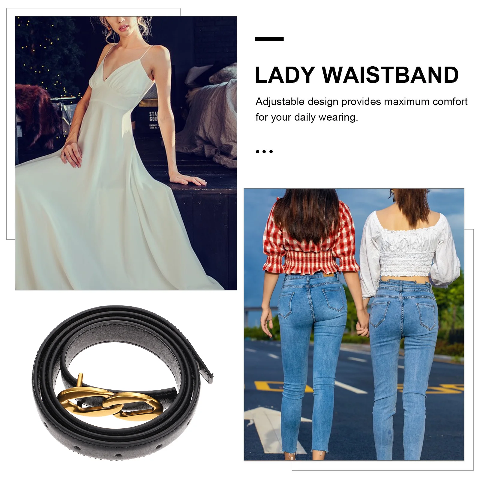 

Women Belt Vintage Adjustable Waist Belt Chic Buckle Design Practical Fashion for Pants Dresses Jeans Belts for Women