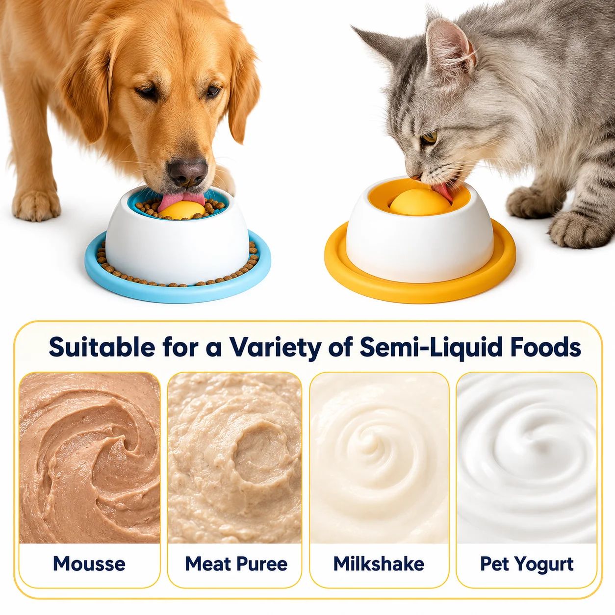 Funny Interactive Pet Lick Promotes Dental Health Self-Soothing Snack Bowl Training Yogurt Licking Plate for Dogs Cats