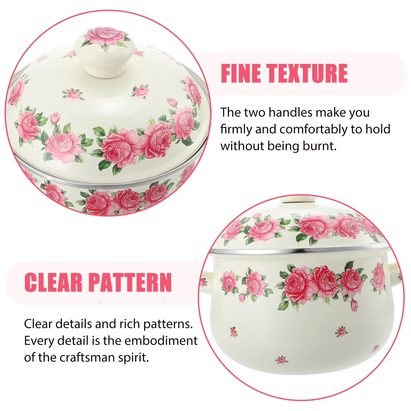 

Heat-Resistant Enamel Soup Pot Double Handle Stew Pot Nonstick Thickened Stockpot for Fast Cooking Kitchen Container