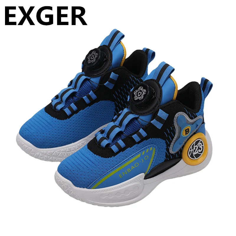 Boys' Swivel Buckle Sports Shoes 2023 New Children's Professional Basketball Shoe Summer Youth Student Competition Shoe