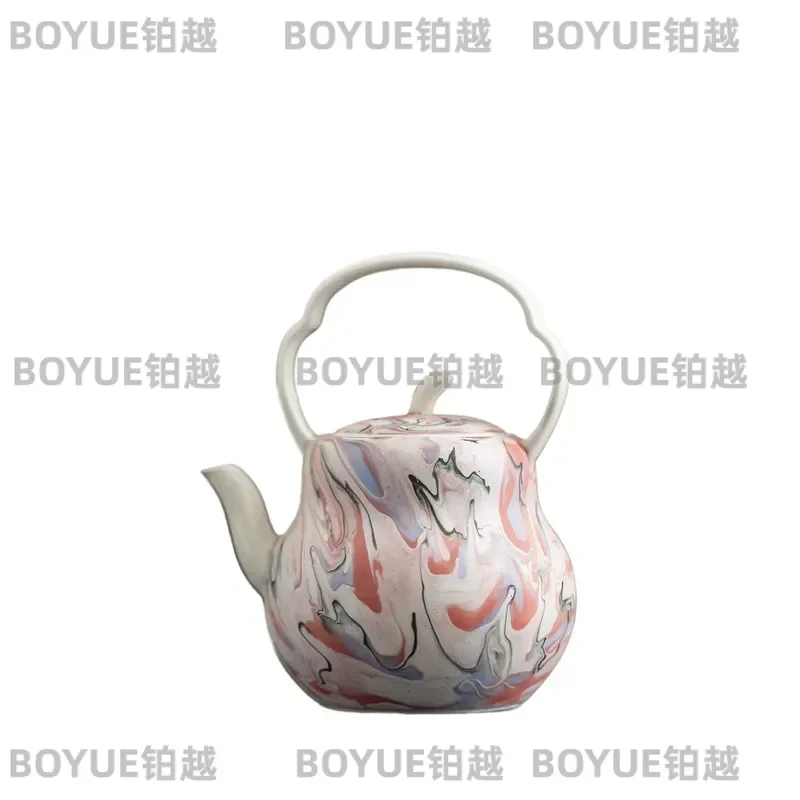 Dunhuang Feitian Gourd Ceramic Teapot Anti Scalding Handle Kung Fu Tea Set with Ball Filter Household Brewing Pot Gift Box