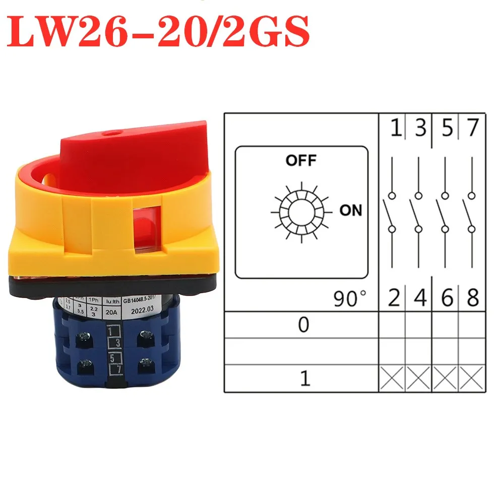 

20A And 25A OFF-ON 4 Poles Disconnect Isolator Switches LW26GS CA10 64x64mm Padlock Rotary Cam Switch