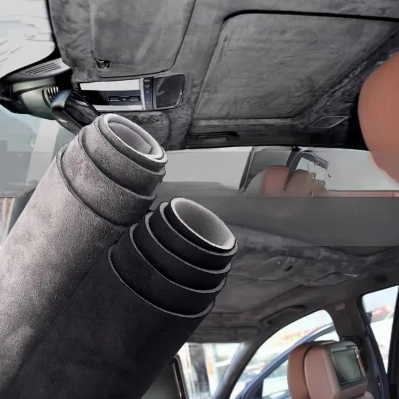 

Suede Auto Headliner Fabric with Foam Backing Black Car Interior Replacement Material for Car Truck SUV RV Roof Home Repair DIY