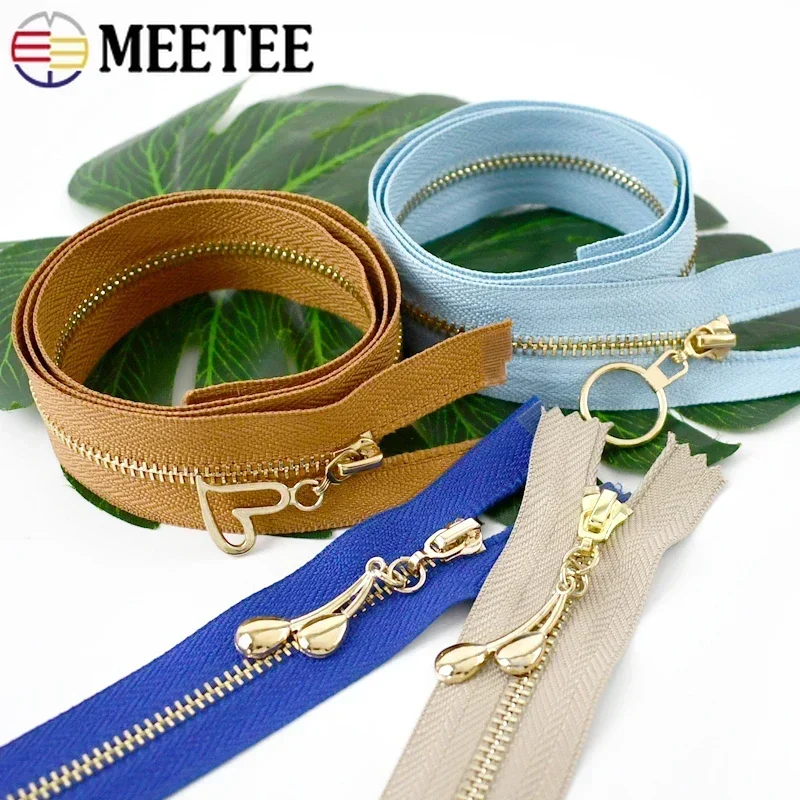 2 pezzi 3 # Meetee Chiusure con cerniera in metallo 15-60 cm Cerniere per cucire Borsa Zip con estremità chiusa per vestiti Kit di riparazione con
