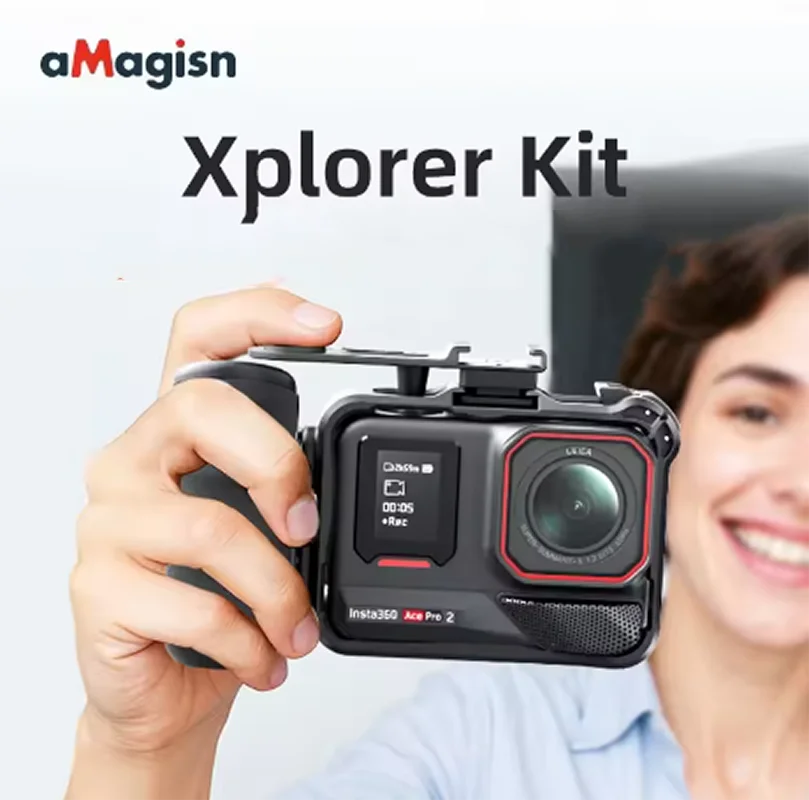 aMagisn Xplorer Grip Kit Accessories Kit for Insta 360 Ace Pro 2/Ace Pro/Ace Series ABS Plastic Camera Grip with Shutter Button