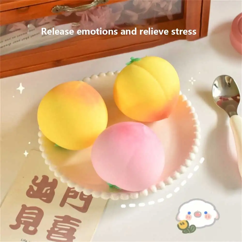 Simulation Peach Decompression Toys Simulation Strawberry Cheese Bun Rice Cake Squishies Squeeze Toys Food Stress Relief Toys