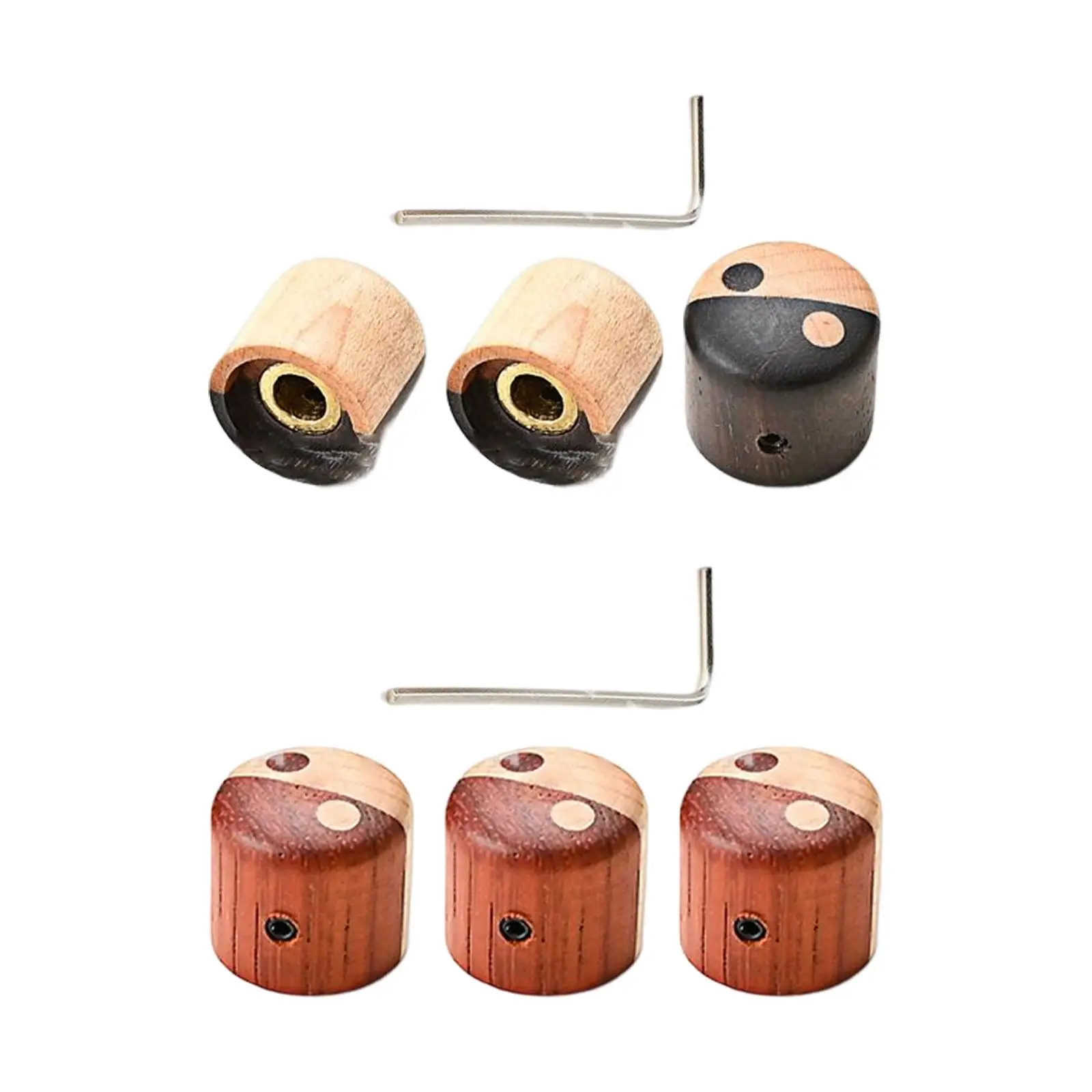 3 Pieces Wooden Bass Replacement Brass Guitar Tone Professional Durable Volume Knobs Speed Control Knobs for Daily Use Outdoor