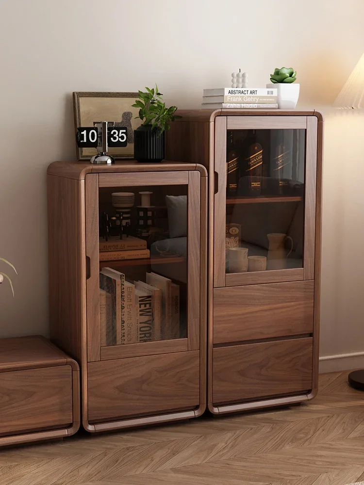 Solid wood side cabinet Floor TV cabinet Modern wall display cabinet