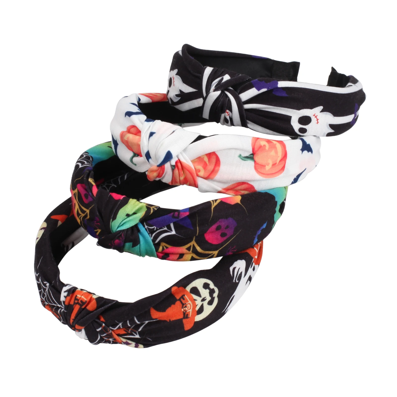 Ghost Skull, Pumpkin, Spider Web, Bat Pattern Halloween Element Hair Band Headbands for Women Girls