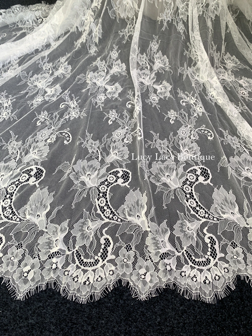 3 Meters Long Flowers lily Lace Fabric Elegant Lace Material Off White Lace for crafts Sewing Material 3 Meters