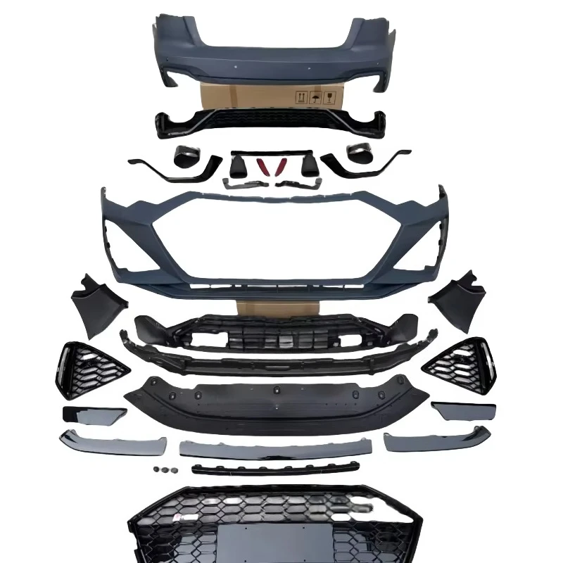 Suitable for 19-23  A6L Modified and Upgraded RS6 Large Encircle Front and Rear Bars Side Skirt Center Net Tail Nozzle