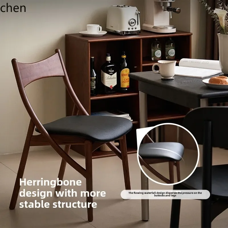 

W5.19 cat ear dining chair small apartment solid wood leisure chair single backrest medieval home accessories