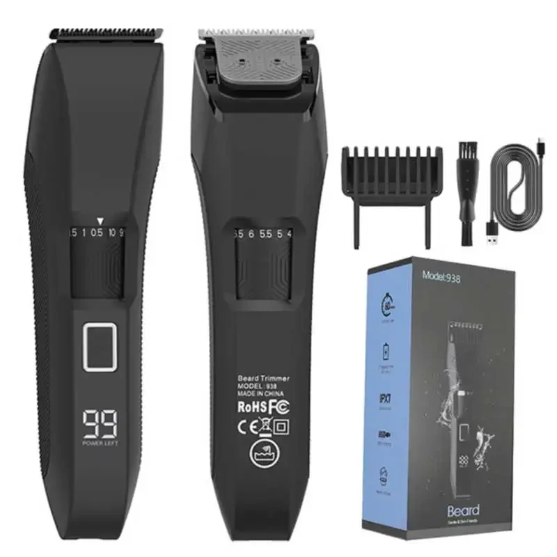 Beard Trimmer for Men Professional Cordless Waterproof Hair Clippers, 20 Length Adjustable Dial, Electric Mustache/Face Trimmer