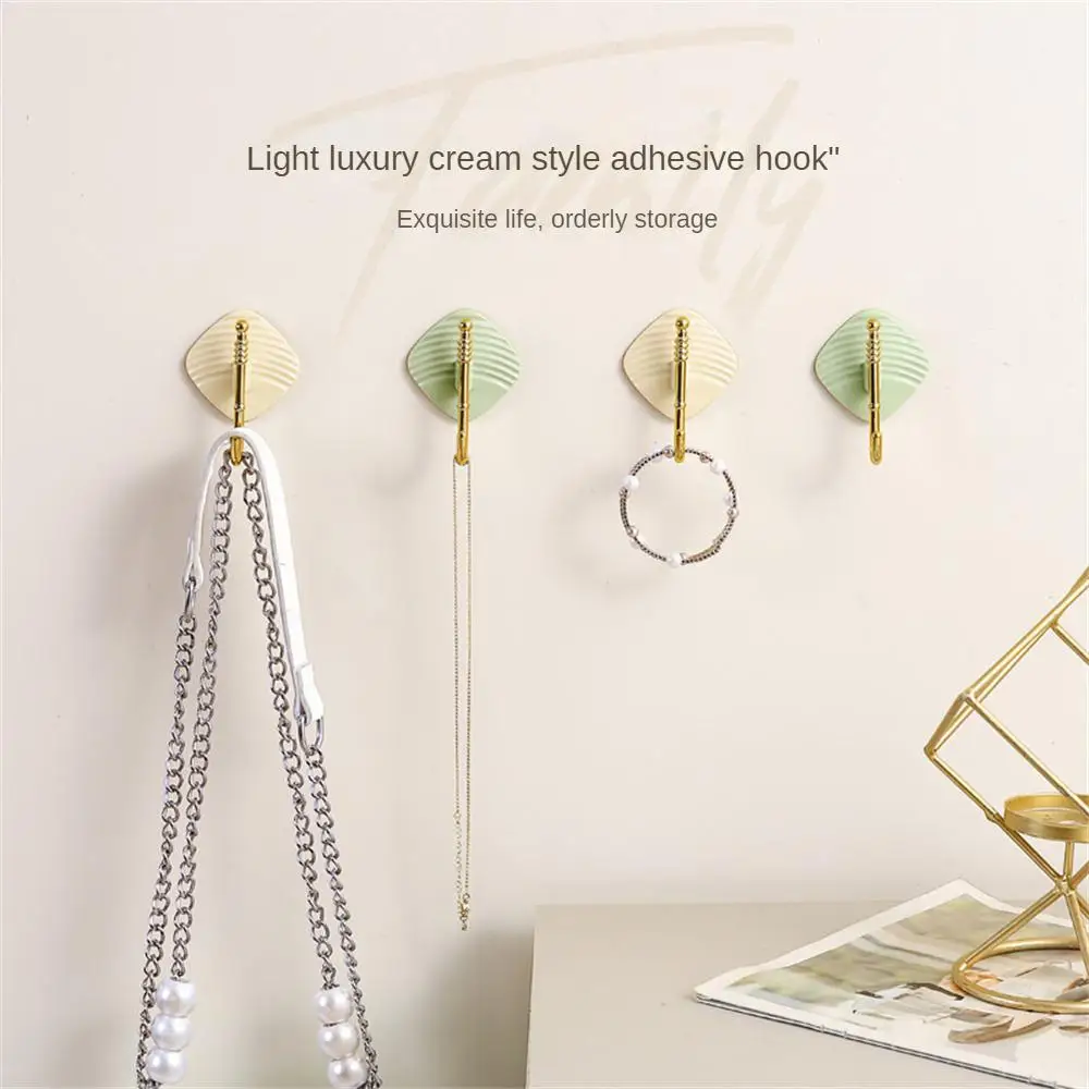 Self-adhesive Wall Hooks Acrylic Hooks For Hanging Key Bag Gold Color Coat Hanger Towel Holder Bathroom Accessories